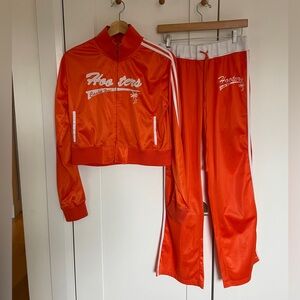 Vintage Hooters Orange Track Jacket and Jogger Pants Set with White Accents